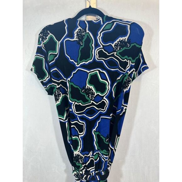 NEW Chico’s Travelers Wrap Dress Rich Cobalt 8/10 Stencil Floral $139 Flora A58 - Picture 6 of 7